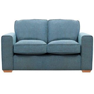 Teal blue Winwood sofa bed with light wood feet