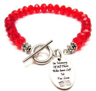 In Memory of All Those Who Have Left Us Too Soon Red Crystal Beaded Toggle Bracelet ChubbyChicoCharms Jewelry