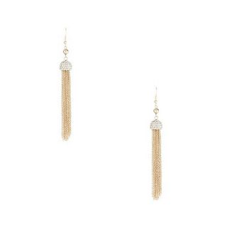 No. 1 Jenny Packham Gold pave stone cap tassel earrings
