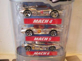 Speed Racer Chrome 3 Car Mattel Hot Wheels Target Exclusive   The Included Chrome Cars Are The Mach 4, Mach 5 & Mach 6 Hotwheels. Speed Racer cars are lightweight cars and specifically designed to work on the Speed Racer Race Track Sets. Everything El