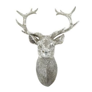 Silver resin stag head