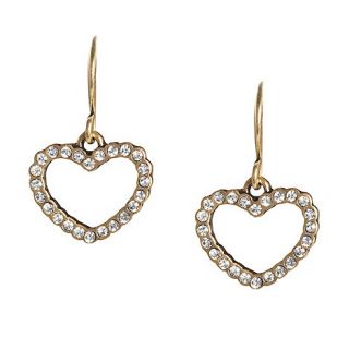 Pilgrim Gold diamante heart drop earrings