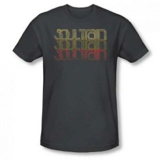 Soul Train   Show Logo Men's Slim Fit T Shirt, Charcoal, 2XL Clothing