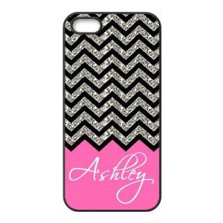 Design For You Colorful Coral Plus Chevron Monogrammed   Personalized APPLE IPHONE 5 Rubber Cover Case Without Glitter Cell Phones & Accessories