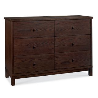 Stained oak finished Burlington wide 6 drawer chest