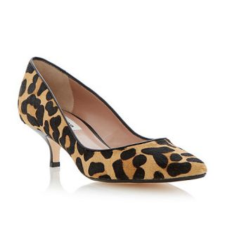 Dune Leopard ponyskin kitten heel court shoe