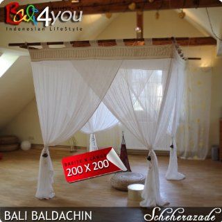 Bali Baldachin Scheherazade 200x200 inkl 4 Quasten Betthimmel Mckenschutz Moskitonetz Küche & Haushalt