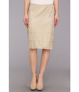 Calvin Klein Faux Leather Perforated Skirt Latte