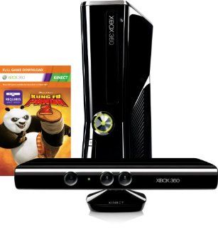 Xbox 360   Konsole Slim 250 GB inkl. Kinect Sensor, Kung Fu Panda 2  und Kinect Adventures, schwarz glnzend Games