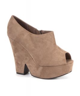 Light Brown Peep Toe Chunky Platform Heels