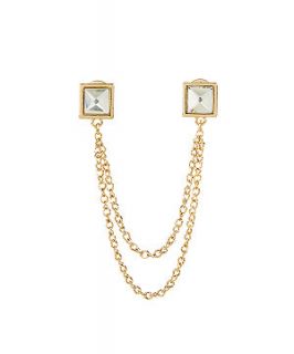 Gold Square Gem Chain Collar Tips