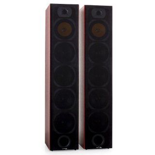 LTC V7B Hifi 4 Wege Lautsprecher Standlautsprecher Paar Satndboxen aus Holz (440Watt, Bassreflexgehuse , Mahagoni Finish , abnehmbarer Lautsprecherabdeckung) braun Audio & HiFi