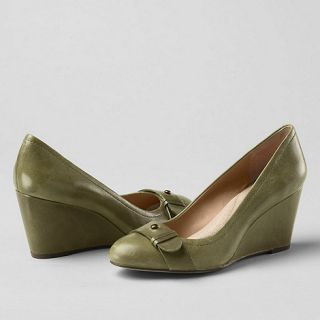 Lands End Green womens ellery wedge shoes
