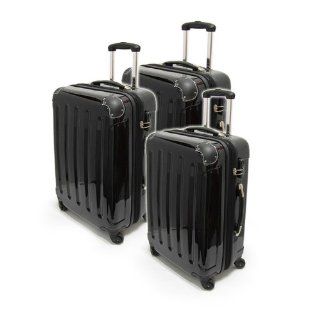 3 tlg. Hartschalen Kofferset aus Polycarbonat   Trolley Koffer Reisekoffer in SCHWARZ Sport & Freizeit