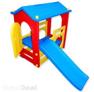13081   Spielhaus mit Rutsche + Dach   L/B/H ~ 175x118x126 cm Rutsche Kinderrutsche Gartenrutsche Spielzeug
