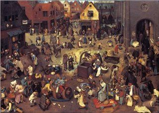 Leinwandbild 100 x 70 cm Der Kampf zwischen Karneval und Fasten von Pieter Brueghel d.. / akg images   fertiges Wandbild, Bild auf Keilrahmen, Fertigbild auf echter Leinwand, Leinwanddruck Pieter Brueghel d.. Küche & Haushalt