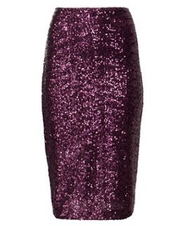 Tall Purple Sequin Pencil Tube Skirt