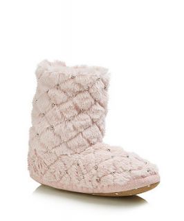 Pink Quilted Faux Fur Boot Slippers