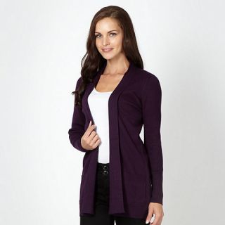 The Collection Dark purple ribbed edge to edge shawl cardigan