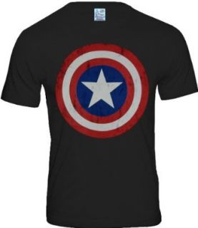 original Marvel Comics Superhelden Retro Herren T Shirt CAPTAIN AMERICA LOGO anthrazit * Gr. S XL (S) Bekleidung