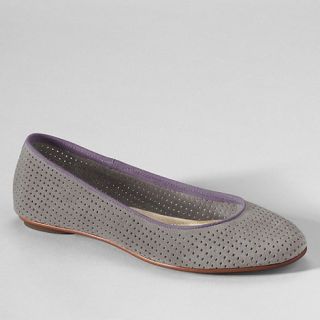 Lands End Grey womens lila perforated suede ballet shoes
