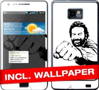 Samsung Galaxy S2 i9100 Skin " BUD SPENCER " Sticker Handy Folie Aufkleber + Wallpaper, Schutzfolie fuer Cover Elektronik