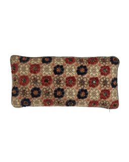 Persimmon/Navy Floral Pillow with Crochet & Bead Detail,