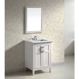 Wyndenhall Salem White 24 inch Bath Vanity With 2 Doors And White Marble Top White Size Single Vanities