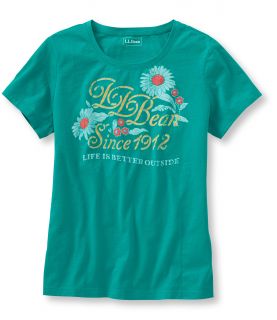 Graphic Tee Scoopneck, Short Sleeve, Malachite Green Floral