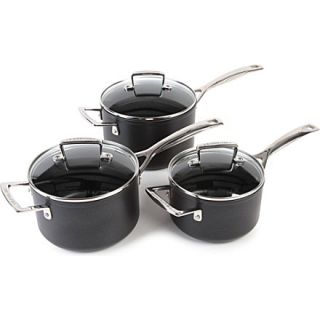 LE CREUSET   Toughened Non Stick set of three saucepans 16cm, 18cm and 20cm