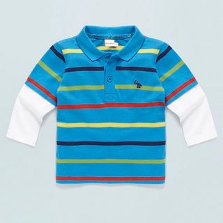 bluezoo Babies blue striped mock dual sleeve polo shirt