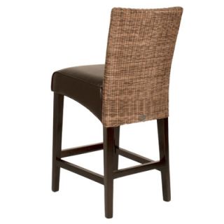 Orient Express Furniture Wicker 25.5 Bar Stool with Cushion