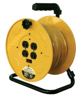 Reelcraft Portable 80 ft. Hand Crank Cord Reel   10 Amps   Hose & Cord Reels