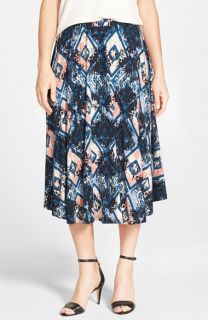 Bobeau Print Midi Skirt