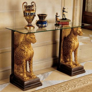 Design Toscano Royal Egyptian Cheetahs Sculptural Glass Topped Console