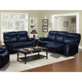 Barcelona Black Leather Reclining 2 piece Sofa and Loveseat Set