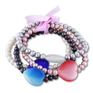 Miadora Sterling Silver Freshwater Pearl and Cubic Zirconia Bracelet
