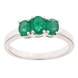 Anika and August Sterling Silver Emerald 3 stone Fashion Ring