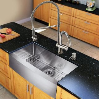 VIGO All in One VG15205 Single Basin Farmhouse Kitchen Sink and Faucet Set   Kitchen Sinks