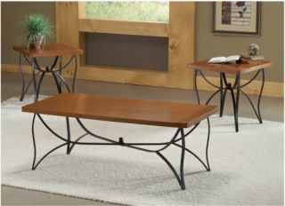 Bernards Sanford Wood / Metal 3 Piece Coffee Table Set
