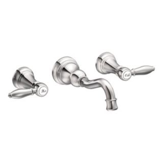 Moen Weymouth Double Handle Wall Mounted High Arc Bathroom Faucet with