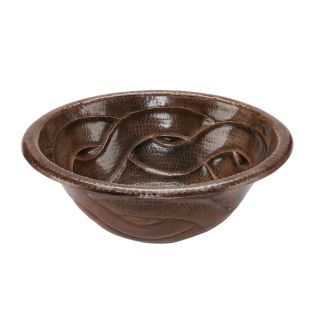 Premier Copper Products LR17RBDDB Round Braided Self Rimming Hammered Copper Sink   Bathroom Sinks