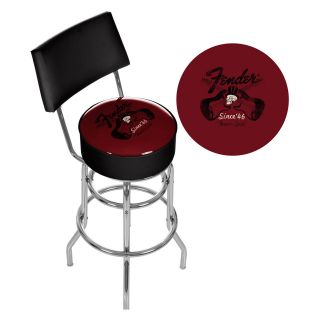 Trademark Global Fender Top Hat Hot Rod Padded Bar Stool with Back