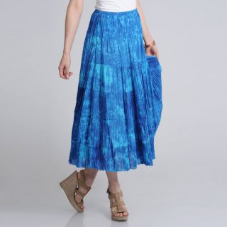 La Cera Womens Denim Tie Dye Printed Maxi Skirt