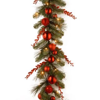 9 ft. Decorative Collection Christmas Red Mixed Pre Lit Garland   Christmas Garland