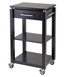 Linea Chrome Accent Kitchen Cart   Kitchen Islands and Carts
