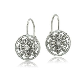 DB Designs Sterling Silver Diamond Accent Filigree Leverback Earrings