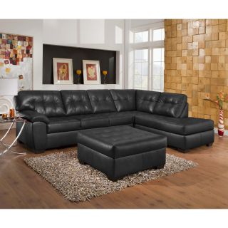 K&B Furniture Leather Bump Sectional with Ottoman   Black