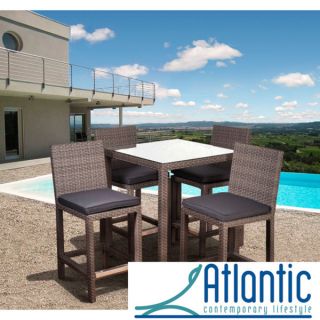 Atlantic Olivia 5 piece Square Grey Bar Height Set with Grey Cushions