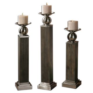 Uttermost 3 Piece Hestia Wood Candlestick Set